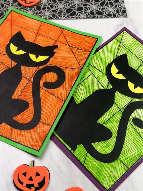 This Black Cat Halloween Art Project Is Perfect For Elementary Grade