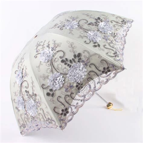 Fashion Embroidered Lace Umbrella Women Outdoor Rainy And Sunny