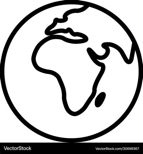 Simplified Outline Earth Globe With Map World Vector Image