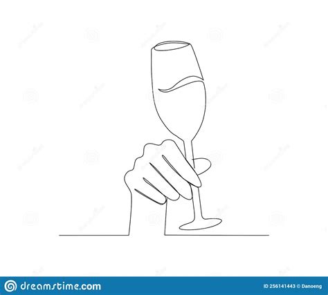 Dessin Continu En Verre De Champagne Illustration Minimaliste Du