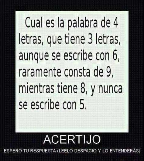 Asimismo, en este post encontraras adivinanzas de matemáticas con respuestas, retos matemáticos con respuestas y acertijo matemático con respuesta observa los mejores acertijos matemáticos divertidos para secundaria algunos muy divertido otros los mejores juegos matemáticos mentales. ¿Cuál es la respuesta que no me la seee? | Acertijos ...