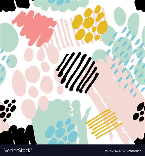 Abstract Seamless Pattern With Brush Strokes Vector Image