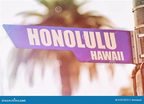 Honolulu Hawaii Street Sign Stock Image Image Of Iconic Oahu 51013373