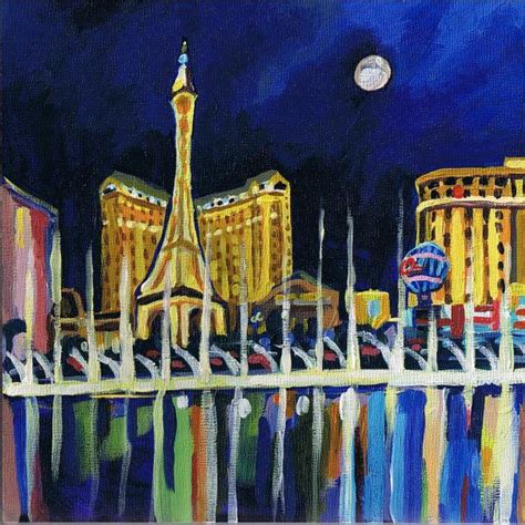 Las Vegas Nv Original Painting Cityscape Art Nevada Eiffel Tower