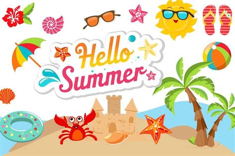 Free Summer Hello Summer Summer Time Illustrations Graphic