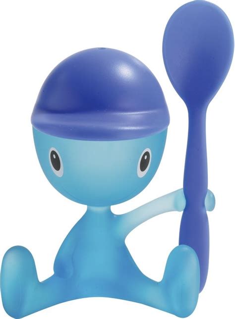 Alessi cico egg cup with salt caster and spoon | jarrold. Alessi Egg Cup in Blue by Stefano Giovannoni