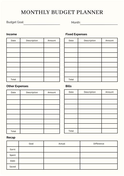 Free Printable Monthly Budget Template Printables Tem