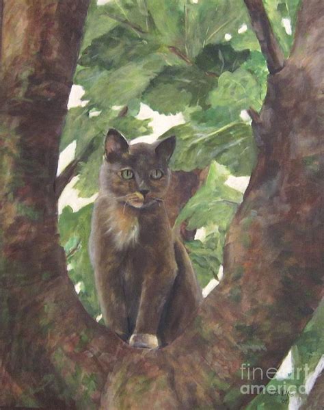 Cat In Tree Painting By Elizabeth Ellis Fine Art America