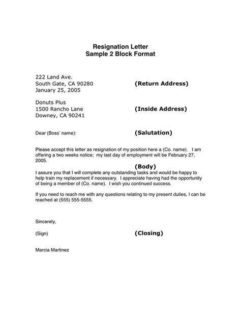 Resignation Letter Sample 3 In Word And Pdf Formats
