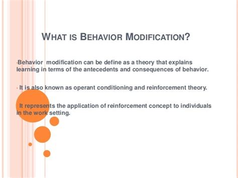 What Is Behavior Modification Slideshare