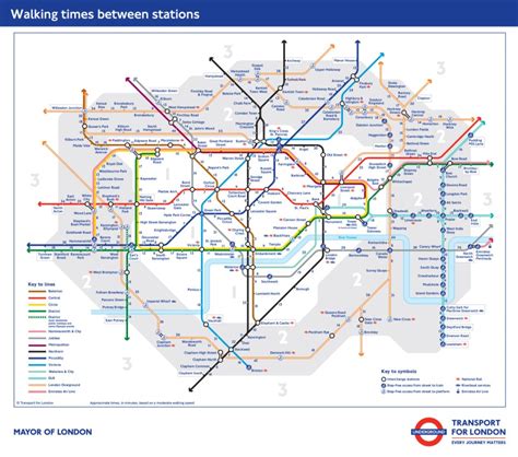 Transit Maps Official Map Walking Time Between London Tube Stations