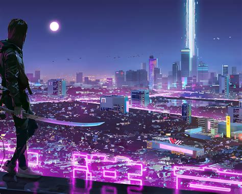 1280x1024 Neon Lights Cyber Ninja Boy 4k 1280x1024 Resolution Hd 4k