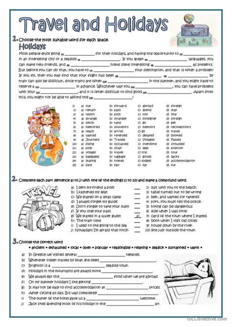 Travel And Holidays Reading For Deta English Esl Worksheets Pdf And Doc