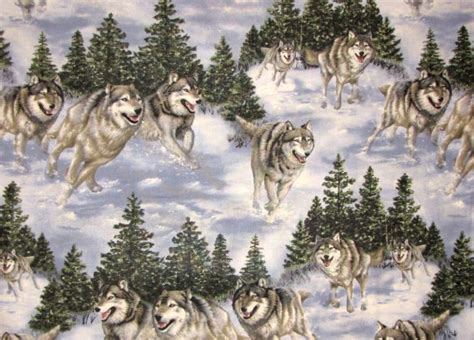 An Image Of Wolfs In The Snow With Trees And Clouds On Its Back Ground
