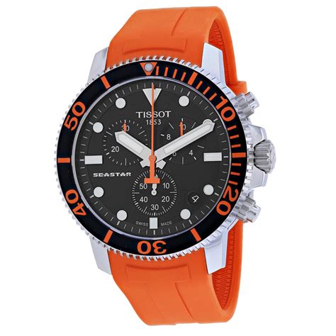 buy tissot men s seastar 1000 chronograph quartz orange 45 5mm watch t1204171705101 online at