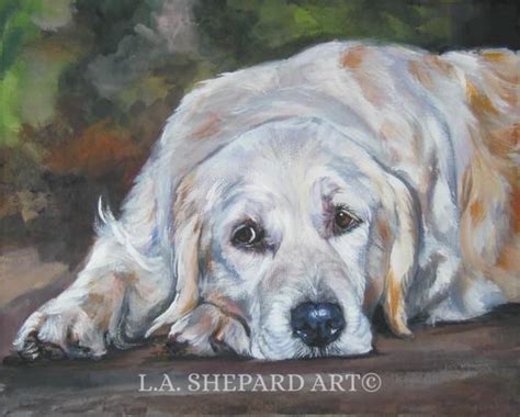 Golden Retriever Dog Art Portrait Print Of Lashepard Painting 8x10