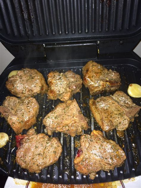 This is essential and assures even grilling. Tasty, quick and easy --Lamb chops on the George Foreman ...