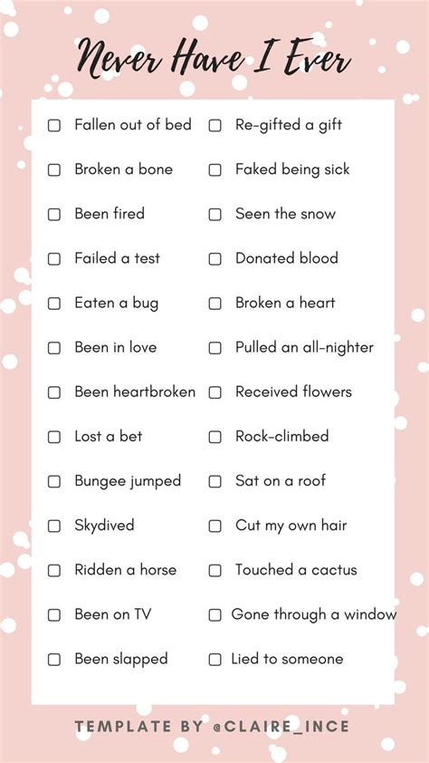 Never Have I Ever Template Things To Do At A Sleepover Question Game Snapchat Question Game
