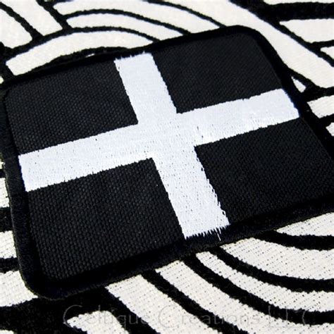 Flag Of Cornwall Sew On Patch Handmade Cornish St Piran Flag Badge