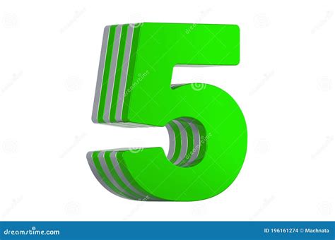 Green Number 5 Layered Font 3d Rendering Stock Illustration