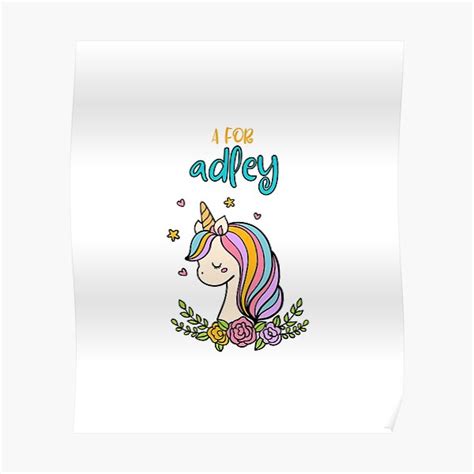 A For Adley Kids Colorful Rainbow Unicorn Birthday Funny Kids
