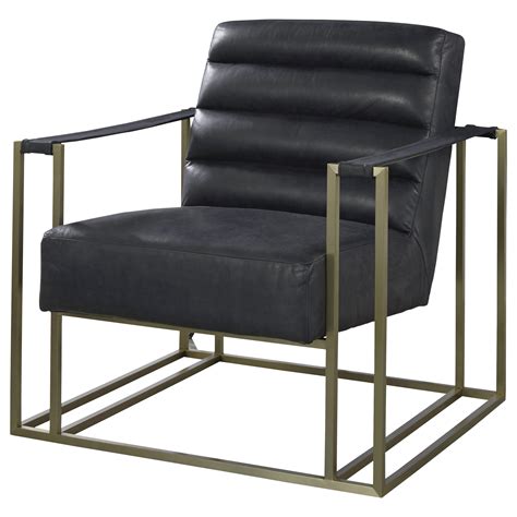This chair is made with a metal and engineered wood frame, and has a streamlined silhouette with a high, angled back and tapered square arms. Universal Accents Accent Chair with Metal Frame | Reeds ...