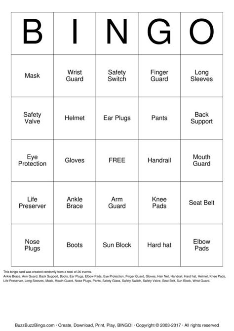 Safety Bingo Cards To Download Print And Customize