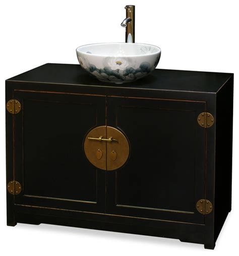 Custom made wooden bathroom vanity. Elmwood Ming Style Vanity Cabinet - Asian - Bathroom ...
