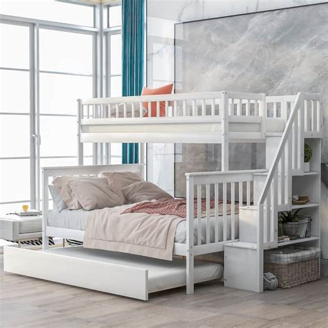 twin over full bunk bed with trundle and staircase bed bath and beyond 37927817