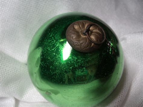 Antique Green 5 Leaf Cap Kugel Mercury Glass Christmas Ornament Decoration Antique Price