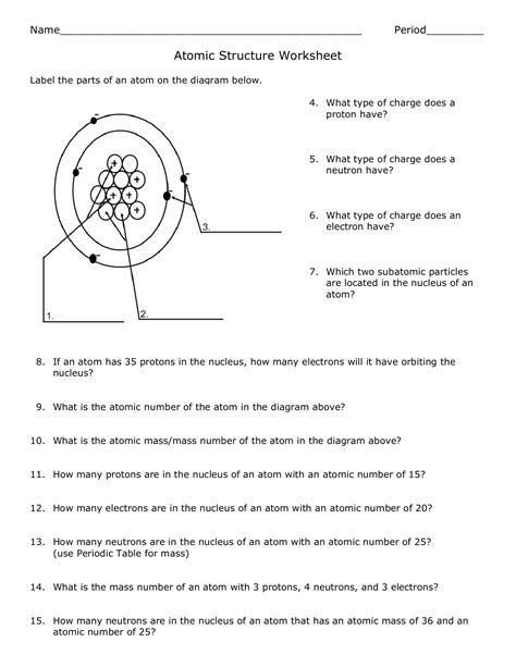 Atoms For 8th Grade Worksheet