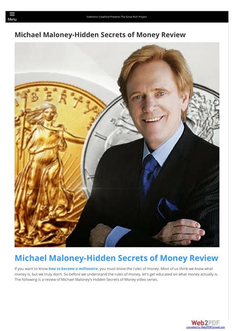 Michael Maloney Hidden Secrets Of Money Review By Valentino Crawford Jr
