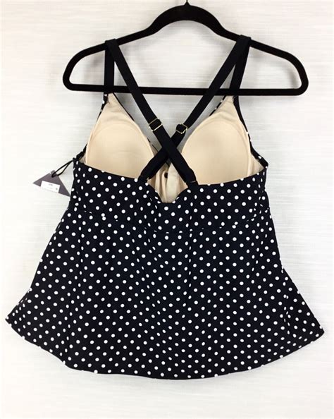 Nwt Ava And Viv 20w Tankini Top Twist Front Polka Dot Swimsuit Top
