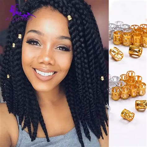 Beauty 100pcspack Golden And Silver Mixed Dreadlock Beads Adjustable