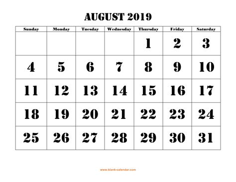 Free Printable Calendar Big Squares Calendar Printables Free Blank