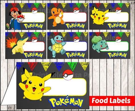 Pokemon Birthday Party Printable Food Tent Labels In 2022 Pokemon