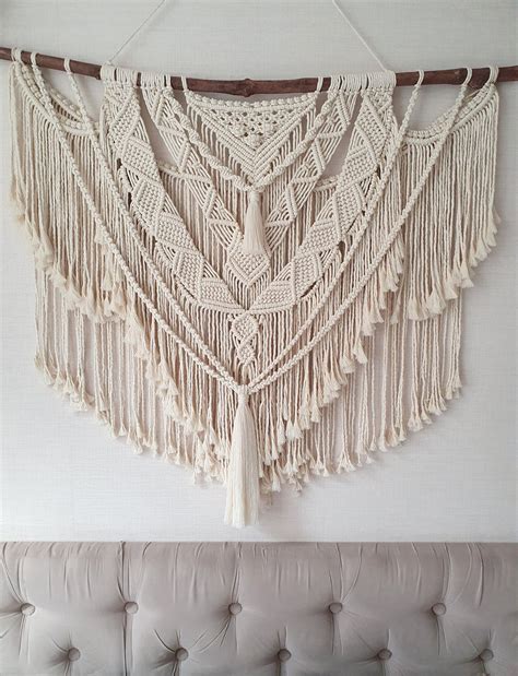 Queen Headboard Boho Macrame Wall Hanging Large Woven Tapestry Etsy