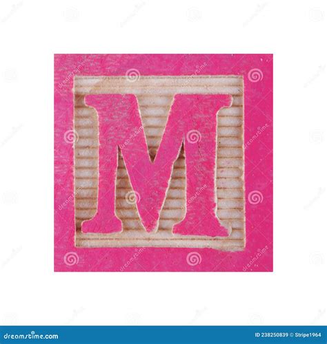 Letter M Childs Wood Block On White With Clipping Path Stock Image