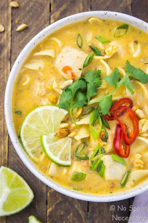 To avoid dried out chicken in our soup, in our recipe we remove the breast and thigh meat from the bones that we plan on using in the. Slow Cooker Thai Chicken Noodle Soup - No Spoon Necessary