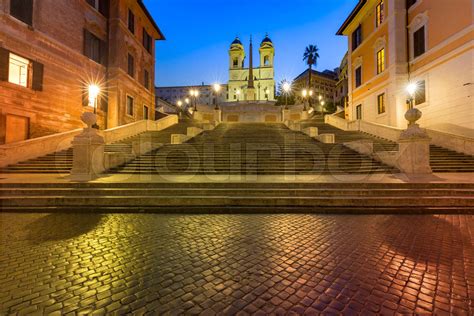 Spanish Steps At Night Rome Italy Stock Image Colourbox