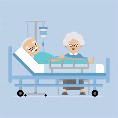Old Man Sick Hospital Bed Cartoon Illustrations Royalty Free Vector