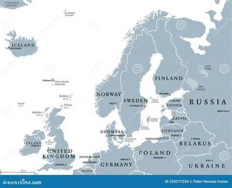 Politische Landkarte Nordeuropa Vektor Abbildung Illustration Von