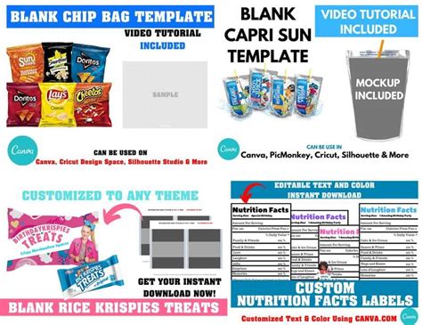 144 best chip bags etcs images on pinterest in 2018 52 easy bag template. SAVE Blank Template Bundle-Chip Bag Template Rice Crispy | Etsy | Label templates, Chip bags ...
