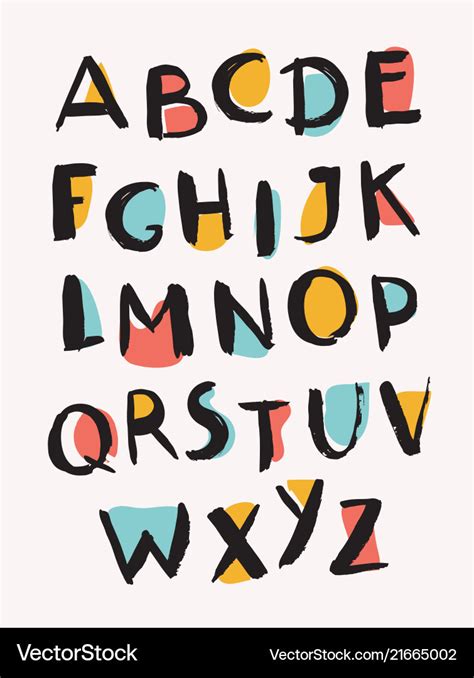 Hand Drawn Letters Stylish Alphabet Trendy Abc Vector Image
