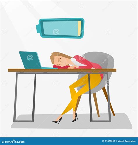 Tired Employee Sleeping At Workplace Stock Vector Illustration Of