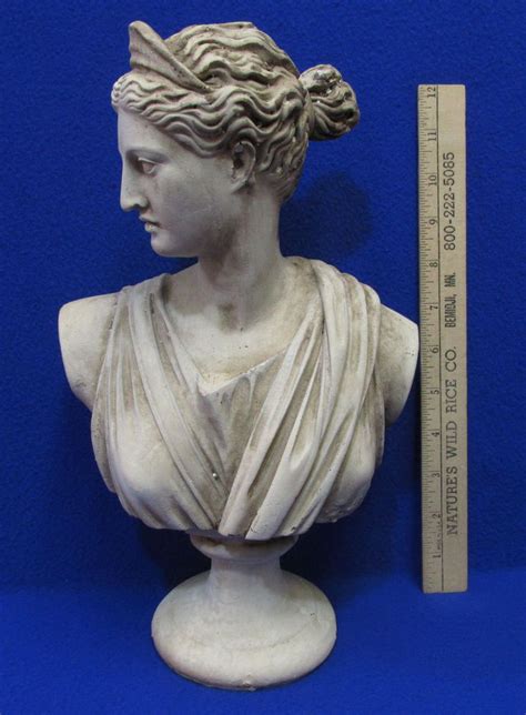 Roman Greek God Style Sculpture Female Bust Chalk Ware Plaster Athena