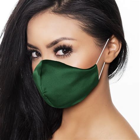 Dalix Dalix Exclusive Charmeuse Satin 3 Layer Face Mask In Dark Green