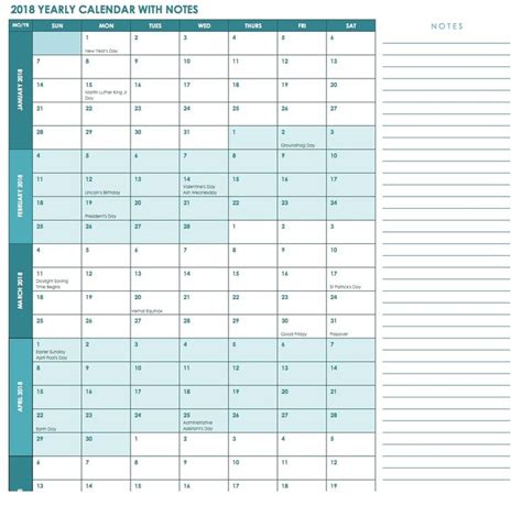 Yearly Blank Calendar With Holidays Free Printable Templates Blank