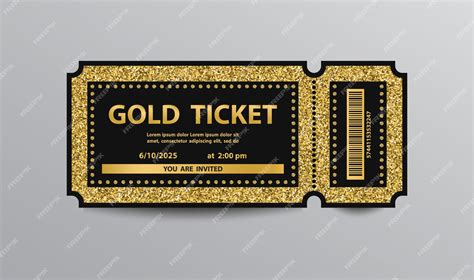 Premium Vector Luxury Golden Ticket Template Isolated