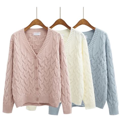 Harajuku Sweaters Women 2018 Korean Style Cute Coats Autumn Winter Retro Candy Colors Kawaii